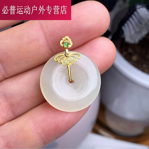 Shantou Lincun 2025 new 18k gold accessories diy buckle safety buckle clip buckle K-plated jade inlaid green cabochon jade pendant safety buckle clip buckle