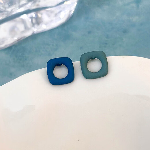 
Buckle Blue Earrings Literary Fresh Haze Blue Flowers Geometric Versatile Earrings Earrings Sweet Jewelry Women 2# 14082C