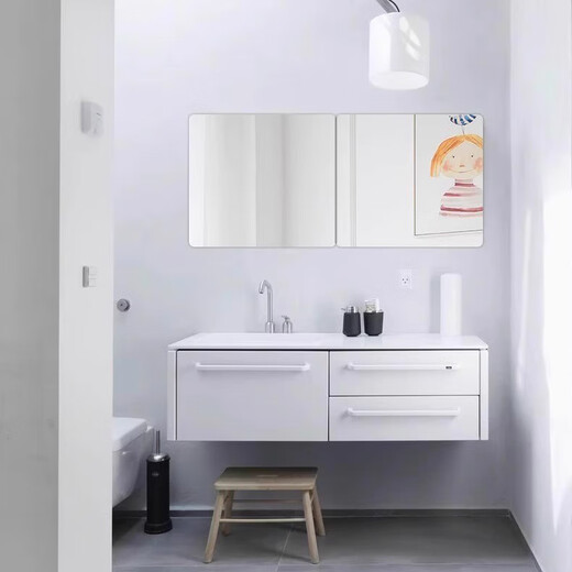 Chengai Mirror suave de espejo de espejo Autoadhesivo Sala de alquiler de alquiler Mirror acrílico Mirror de cuerpo completo sin punzón HD 30*30 Piece simple (esquinas redondeadas HD con adhesivo)