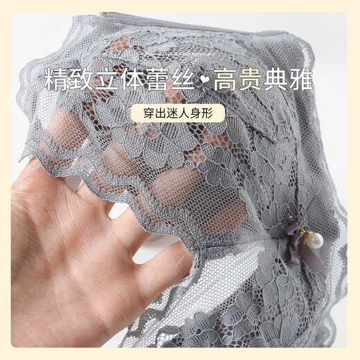 Langsha Underwear Women's Small Breast Gathering Anti-sagging Wireless Sexy Lace Bra Summer Thin Style Light Purple 36/AB