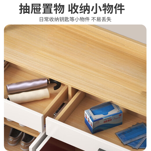 BENMUZIZAI Italian-style light luxury solid wood shoe cabinet home entrance indoor new 2025 hot model entry entrance cabinet integrated shoe shelf ordinary fiberboard 60cm two doors and one pump pastoral oak