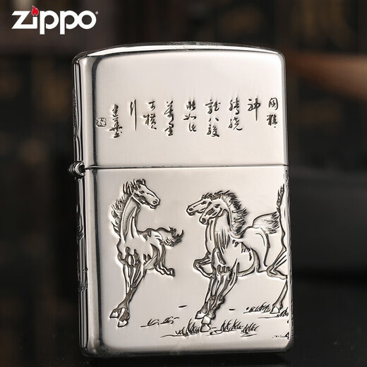 ZIPPO打火机正版纯银精雕八骏图骏马 马到成功 男士限量收藏 八骏图(盔甲加厚)DY9918TJ