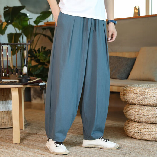 Pantalones de algodón y lino al estilo chino aclosmil Men Bloomers de rábano Bloomers japoneses