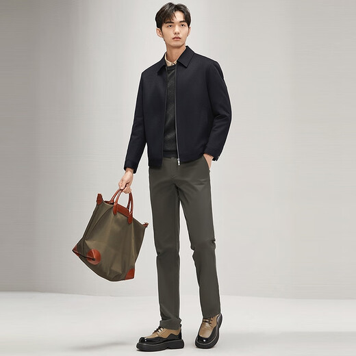 Qipai wool-containing lapel jacket men's autumn and winter thickened fashionable casual woolen jacket