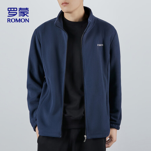 ROMON jacket men's spring and autumn business trend imitation lamb velvet stand collar fleece jacket soft fleece jacket men's AX