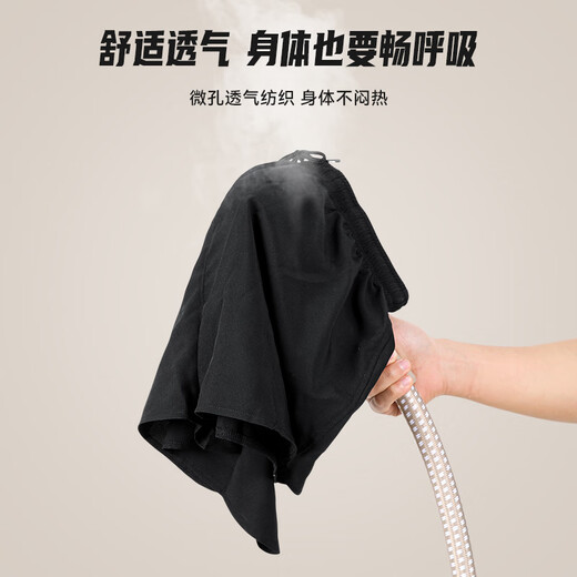 李宁（LI-NING）泳裤男士防尴尬宽松平角沙滩泳裤双层温泉海边度假游泳裤黑色2XL