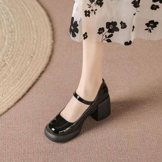 Mary Jane Shoes Women's 2025 New Spring y Autumn Pearl Fairy Fairy French High Heels Tisos gruesos gruesos zapatos solteros Off-White 35 (225 mm)