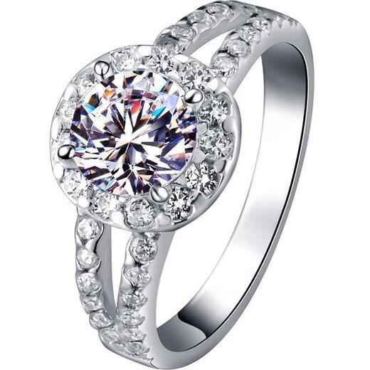Pt950 platinum moissanite ring fashionable and exquisite open ring women's high-end diamond ring wedding ring diamond ring light luxury round bag ring 1 carat