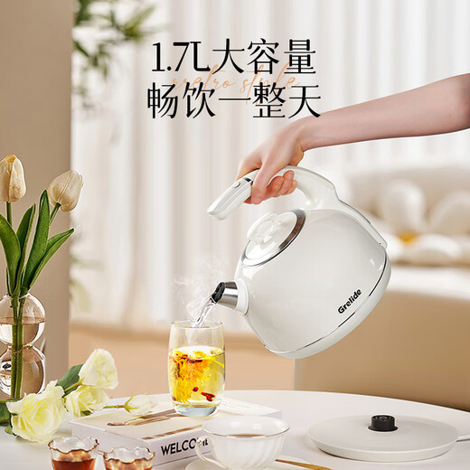 格来德（Grelide）烧水壶欧式复古保温316不锈钢电热水壶多段控温电水壶恒温防烫家用热水壶D1215E白色