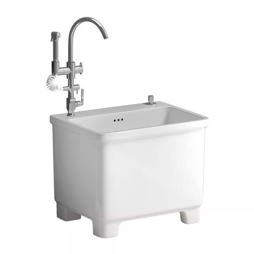 Suse wash mop pool high-foot balcony bathroom mop pool household ceramic floor basin four-legged mop pool sink 45*38*41 with overflow Taiwan controlled drain