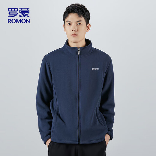 ROMON jacket men's spring and autumn business trend imitation lamb velvet stand collar fleece jacket soft fleece jacket men's AX