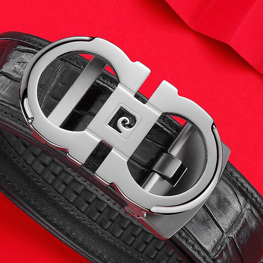 Pierre cardin [Light luxury crocodile leather] belt for men's genuine leather belt automatic buckle versatile belt Valentine's Day gift for boyfriend black 115cm