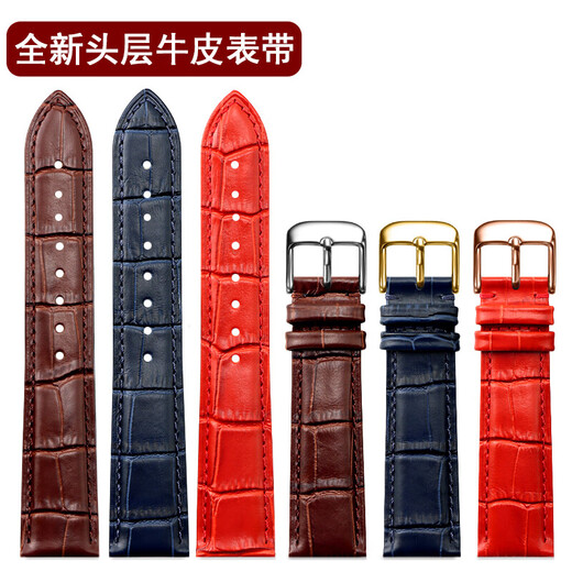 Schwarzer Riemen für das echte Leder für Männer geeignet für König Cowide Watch Kette Kunlun GS3886S GS51363 für Frauen 20 18 mm braune weiße Gewinde Gold Pin Schnalle 16mm Breite