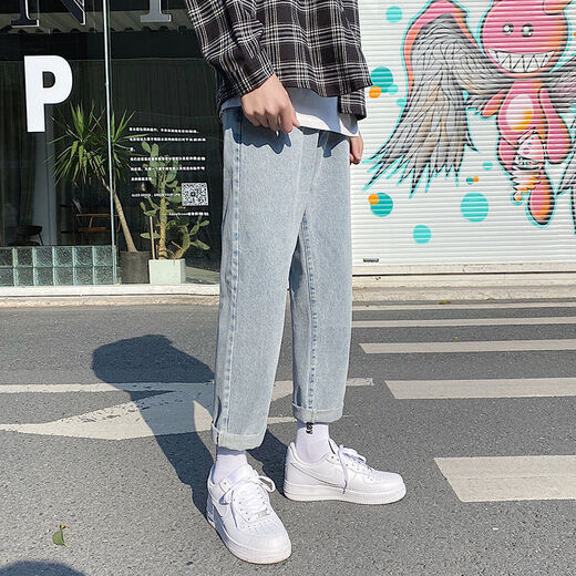 KFPF pants for men's trendy street-fried slim fit ripped pants straight jeans for men's summer thin 2025 new men's pants 679/Y ripped model M