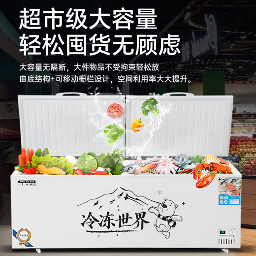 星奥雪冰柜商用家用卧式冷柜大容量冷藏冷冻展示柜双温商用大容量冷冻柜商用大冰柜 【升级D型铜管】728单温智尊版