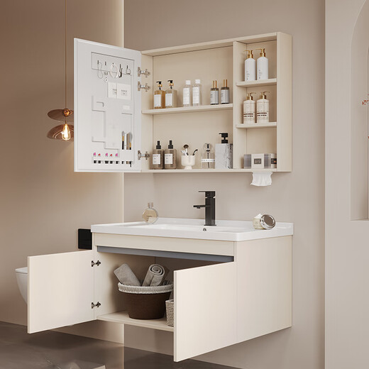 Jiumu (JOMOO) 2025 new Wo aluminum alloy bathroom cabinet ceramic integrated wash basin bathroom hand wash basin cabinet combination 12047 main cabinet (ceramic basin) + full seal ordinary