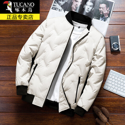 Woodpecker (TUCANO) cotton coat men's autumn and winter coat men's thickened warm cotton coat men's cold-proof feather padded jacket men's winter clothes XTM882 black XL about 115-130Jin Jin equals 0.5 kg