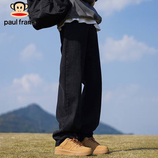 大嘴猴（paul frank）牛仔裤男士秋冬季直筒裤子男美式复古宽松休闲裤男裤长裤 黑色 XL