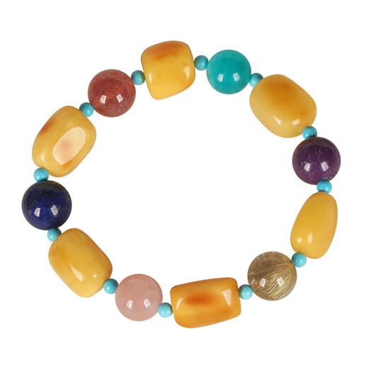 Ouchini Beeswax Bracelet Natural Beeswax Blood Amber Gold Amber Rose Crystal Hair Crystal Old Honey Southern Red Malachite Strawberry Crystal Bracelet One thing, one certificate supports re-inspection