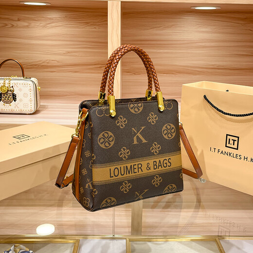 Calculat/Keenck Lederbeutel für Frauen 2025 Neue Kapazität Vielseitige tragbare Muscheltasche Mode One-Shoulder Diagonal Straddle Bag Große Blume/Braun [Goddess Day Geschenk schreiben Begrüßungskarte]