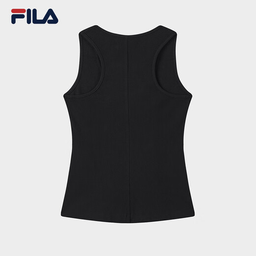 FILA 斐乐官方女子针织背心2025夏新款时尚休闲简约修身无袖上衣 正黑色-BK XS 155/76A/XS