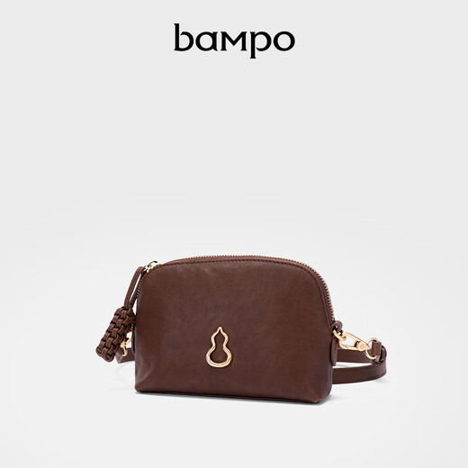 Banpo Decoration Family (bampo) new gourd shell mobile phone bag cowhide vegetable tanned fashion shoulder clutch bag coin women's bag birthday gift chestnut brown