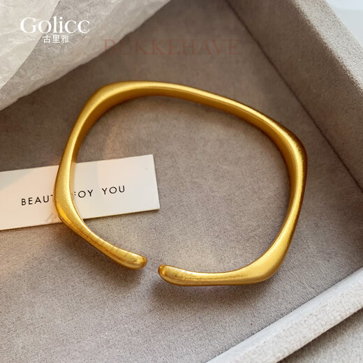 BUKKEHAVE gold-plated silver simple ancient bracelet bracelet light luxury niche exquisite open bracelet women's model 2025 new hand jewelry horseshoe bracelet 32 grams