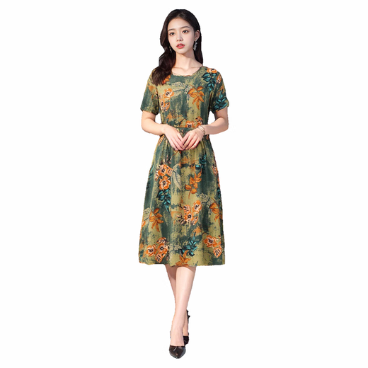 Dengsentu Guangzhou 13-ruhige High-End-Frauenkleid mit mittleren Altersdämmen in der Kurzärärmelen-Farbe mittleren Alters von Frauen in der Kurzärmer 683 bis 3 Farben XL 100jin [Jin entspricht 0,5 kg]