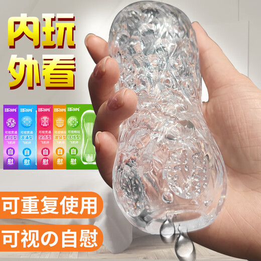 取悦可视贯通训练器男用自慰器透明飞机杯阴茎锻练降敏锻炼器成人 取悦-可视飞机杯-波纹型6623