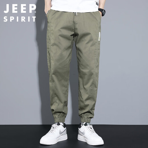 JEEP SPIRIT吉普裤子男春夏季男士休闲裤男裤薄款束脚工装九分裤潮流运动裤