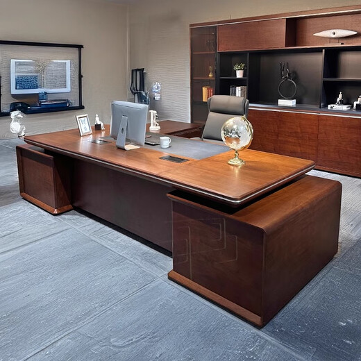 Aosenmingxin Chinese high-end boss desk President desk solid wood walnut mountain pattern desk Chairman's office executive desk 2.0 meters boss desk