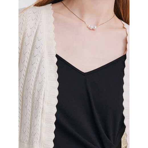 GOELIA 2025 popular suit, feminine commuting wear, knitted cardigan suspender dress two-piece set 1B9CAC190 00B black XS