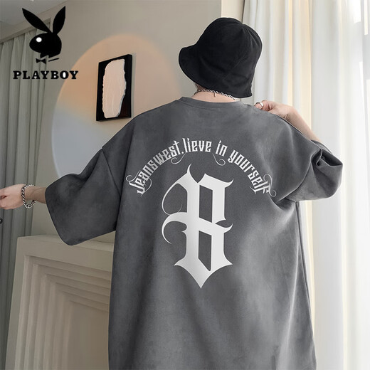 Playboy (Playboy) Aprikosenfarbe kurzärmeliges T-Shirt für Herren Sommerdünne Modelmark