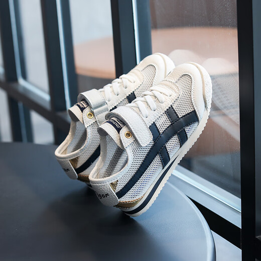 G.DUCKKIDS little yellow duck children's net shoes 2025 spring and summer new style girls mesh cloth forrest Gump shoes boys mesh board shoes small white shoes dark blue single shoes 9731 shipping insurance leather surface 32 inner length 20CM