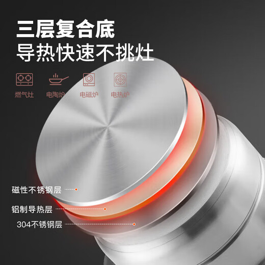 美厨（maxcook）蒸锅全304不锈钢30cm二层蒸锅感温复底汤锅 燃气电磁炉通用MCZ699