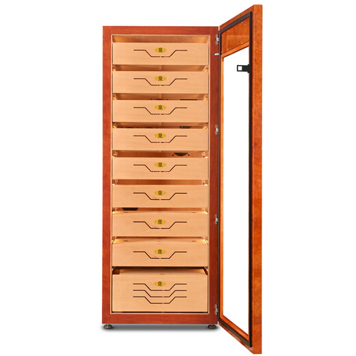 Bulldog cigar cabinet, constant temperature and humidity, moisturizing, eggplant cultivation, humidity control, ammonia removal, red wine compressor, WiFi solid wood shell, cedar wood, German fingerprint password lock, high-end god dog VC528PLUS, solid wood VC528 with fingerprint password lock, WiFi remote +1.79 meters