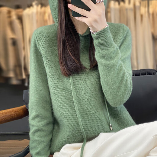 
HERAGAIA Andy Velvet Knitted Hoodie Women's Spring and Autumn Style 2025 New Loose and Casual Solid Color Short Pullover Jacket Tropical Green JXSDY-PD841 2XL (Suggested to be within 140-160Jin [Jin equals 0.5 kg])