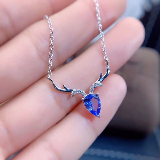 Shilian Tanzanite Necklace Fresh Style Noble and Elegant Women's Pendant 925 Silver Inlaid with Japanese and Korean Compact and Generous Versatile Clavicle Chain