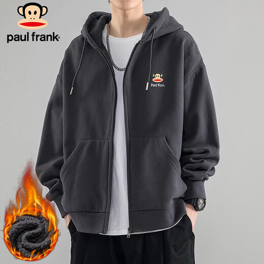 Кардиган Paul Frank, свитер, мужская осенне-зимняя повседневная свободная куртка с капюшоном, мужская модная мужская одежда, темно-серый бархат, XL