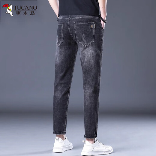TUCANO; Woodpecker Jeans for men's summer thin slim straight versatile stretch jeans for men's versatile casual jeans for men 1048 black and gray 28 (2 feet 1) Recommended 90-100Jin [Jin equals 0.5 kg]