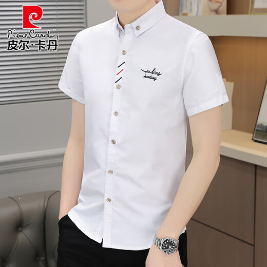 Camisa de manga corta de los hombres Pierre Cardin Camisa de negocios de jóvenes casuales de moda de moda