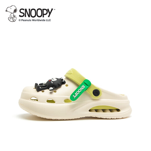 SNOOPY史努比童鞋儿童洞洞鞋男童宝宝户外防滑耐磨凉拖鞋中大童沙滩鞋女 白绿 37 -38 码适合脚长23.0-23.7cm