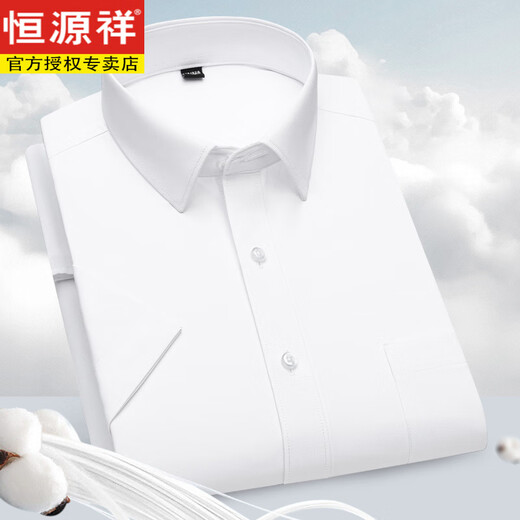 恒源祥春秋季白衬衫男士长袖商务职业正装免烫抗皱感短袖工装衬衣寸 DX6623 38