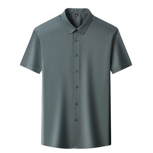 2025 neues Shirt mit kurzärztem Hemd für Herren Sommer Mulberry Silk Casual Business Solid Color Shirt-Sex-Hemd mit mittlerem Alter Roland Grey L 175 Vorschläge [130-150jin [Jin entspricht 0,5 kg]]