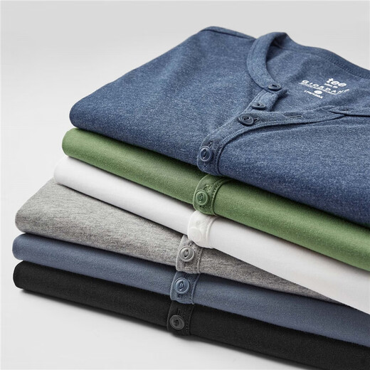 Giordano Henry shirt pure cotton knitted solid color basic Henry collar short-sleeved T-shirt for men 01023418 03 medium gray L