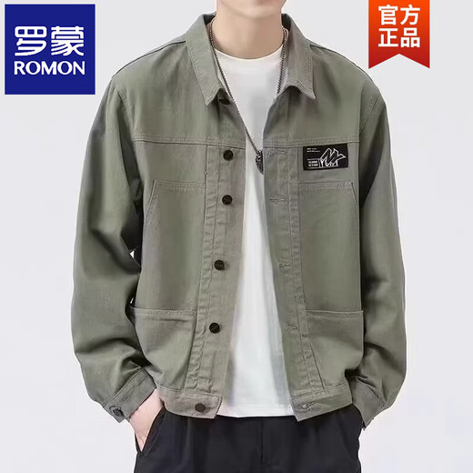 罗蒙（ROMON）外套男款春秋季2025新款衬衫翻领秋装男士工装夹克初秋褂子上衣服 K12806灰色 建议180-200斤 5XL