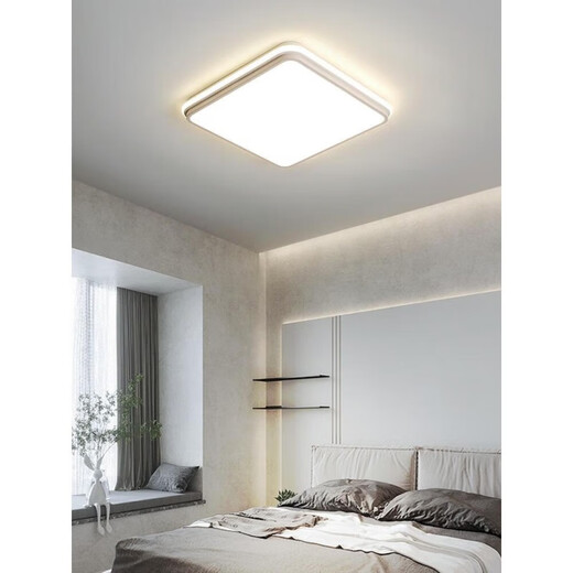 
Sanqi Tiger Bedroom Light Modern Atmospheric Ceiling Light Wasabi Style Home 2024 New Room Study Light Zhongshan Lamp 1W 9215 White Square-50CM Three-color Light