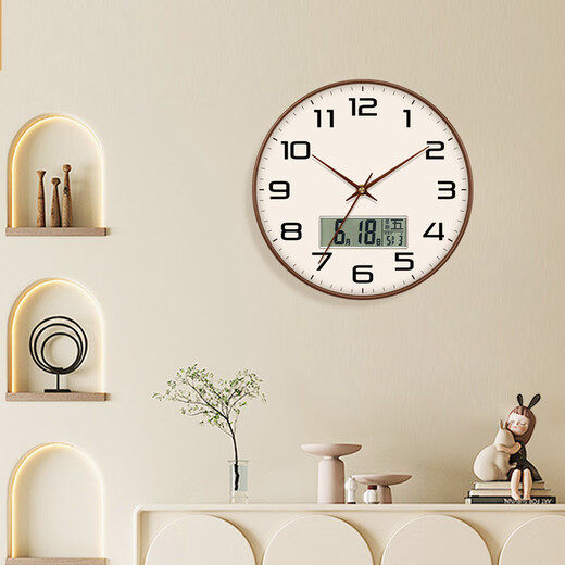 Made in Tokyo, Wood Language Series Perpetual Calendar Clock Wall Clock Living Room 2025 New Electronic 35cm Mocha Brown