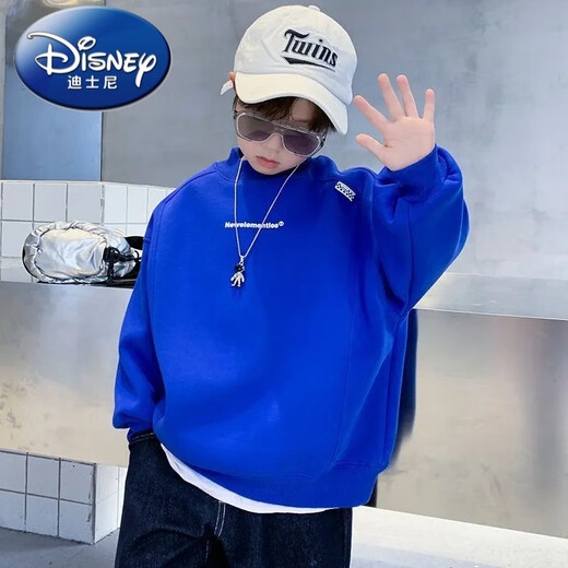 Disney (Disney) boys turtleneck spring and autumn sweatshirt Korean version loose casual fashion network dazzling children turtleneck sweatshirt boys bottoming shirt black plus velvet 110