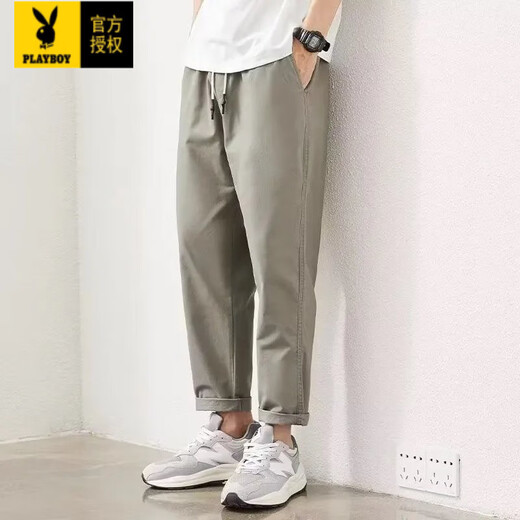 Playboy (Playboy) Herren -Clipper Hosen 2025 Neue Frühlings- und Herbst -Arbeitskleidung gerade lose Hammer in der Pure Cotton Casual Hosen Herren trendig und vielseitig 9904 Dunkelgrau [reiner Baumwoll -Hochqualität] L.